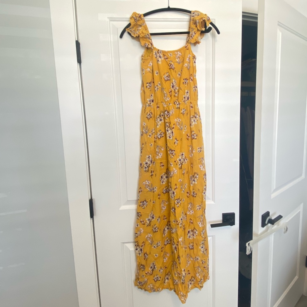 Francesca’s Miami Mustard Floral Maxi Dress Size Medium